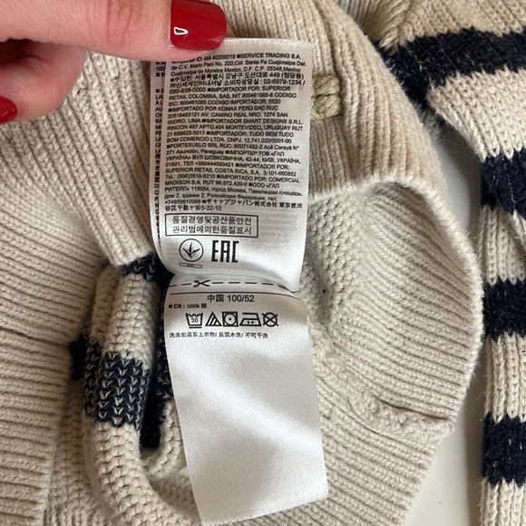 Baby Gap Shawl Collar Striped Cardigan Toddler 3 years blue Organic Cotton - Picture 8 of 12